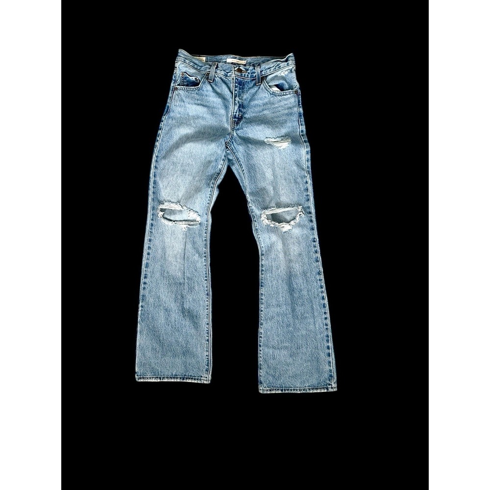 Levi's Premium Baggy Boot Jeans Women's 27.5x30 Destroyed Ripped Knees Wide Leg